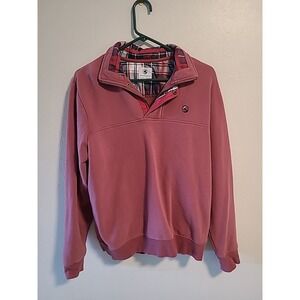Southern Proper Dog Logo Patch Plaid Accents Dark‎ Pink Snap Pullover Womens S